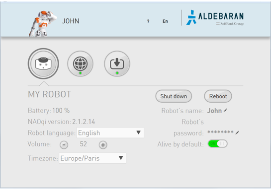 Accessing the NAO Web page — Aldebaran 2.1.4.13 documentation